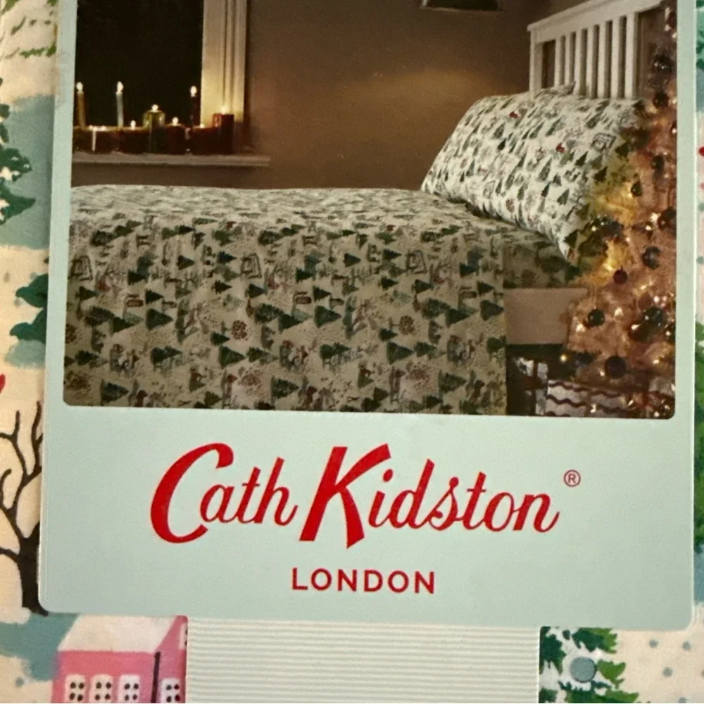 Cath Kidston White Holiday Village Print Twin Sheet Set